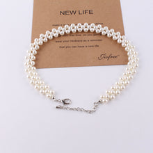 Load image into Gallery viewer, Handmade Woven White Pearl Beaded Pendant Necklace for Ladies
