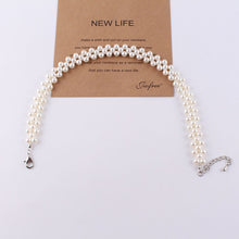 Load image into Gallery viewer, Handmade Woven White Pearl Beaded Pendant Necklace for Ladies
