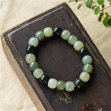 Load image into Gallery viewer, Lokaloca Handcrafted Natural Gradient Green Hetian Jade Beaded Bracelet
