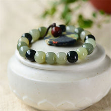 Load image into Gallery viewer, Lokaloca Handcrafted Natural Gradient Green Hetian Jade Beaded Bracelet
