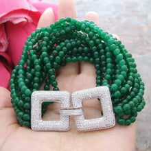 Load image into Gallery viewer, Loakloca Luxury 12 Strands Natural Green Jade Beaded Bracelet
