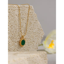 Load image into Gallery viewer, Lokaloca Natural Malay Green Jade Pendant Gold Plating Jewelry Necklace
