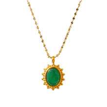 Load image into Gallery viewer, Lokaloca Natural Malay Green Jade Pendant Gold Plating Jewelry Necklace
