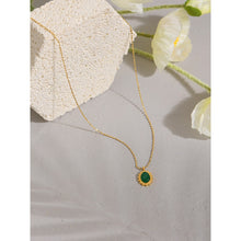 Load image into Gallery viewer, Lokaloca Natural Malay Green Jade Pendant Gold Plating Jewelry Necklace
