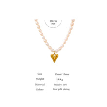 Load image into Gallery viewer, Natural Freshwater Pearl Beaded Golden Heart Pendant Necklace
