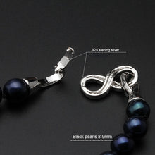 Load image into Gallery viewer, Natural Round Black Freshwater Pearl Beaded Necklace for Ladies
