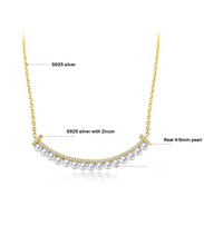 Load image into Gallery viewer, Natural Freshwater Pearl Beaded 925 Sterling Silver Smilling Pendant Necklace
