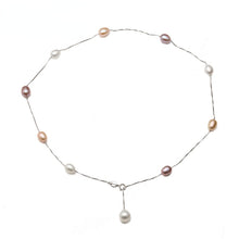 Load image into Gallery viewer, Natural Freshwater Pearl Beaded 925 Sterling Silver Chain Necklace for Ladies
