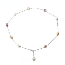 Load image into Gallery viewer, Natural Freshwater Pearl Beaded 925 Sterling Silver Chain Necklace for Ladies
