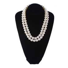 Load image into Gallery viewer, Double Strands Big Size White Round Pearl Beaded Necklace for Ladies
