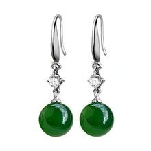 Load image into Gallery viewer, Lokaloca 925 Sliver Natural Chalcedony Jade Jewelry Earrings
