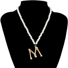 Load image into Gallery viewer, Designer A-Z Pearl Beaded Letter Pendant Initial Necklace
