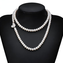 Load image into Gallery viewer, Double Strands Natural White Freshwater Pearl Beaded Long Necklace for Ladies
