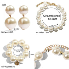 Load image into Gallery viewer, 3Pcs/Set Luxury Big Pearl Beaded Necklace Bracelet Earrings Set
