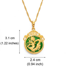 Load image into Gallery viewer, Lokaloca Natural Green Jade Dragon Pendant Jewelry Necklace
