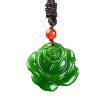 Load image into Gallery viewer, Lokaloca Unfadable Love Natural Green Jade Rose Pendant Necklace Jewelry
