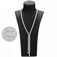 Load image into Gallery viewer, Natural White Freshwater Pearl Beaded Long Necklace for Ladies
