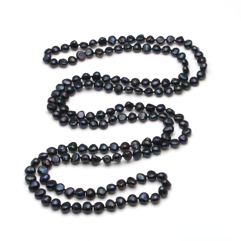 Multi-layer Natural Freshwater Pearl Beaded Long Necklace for Ladies