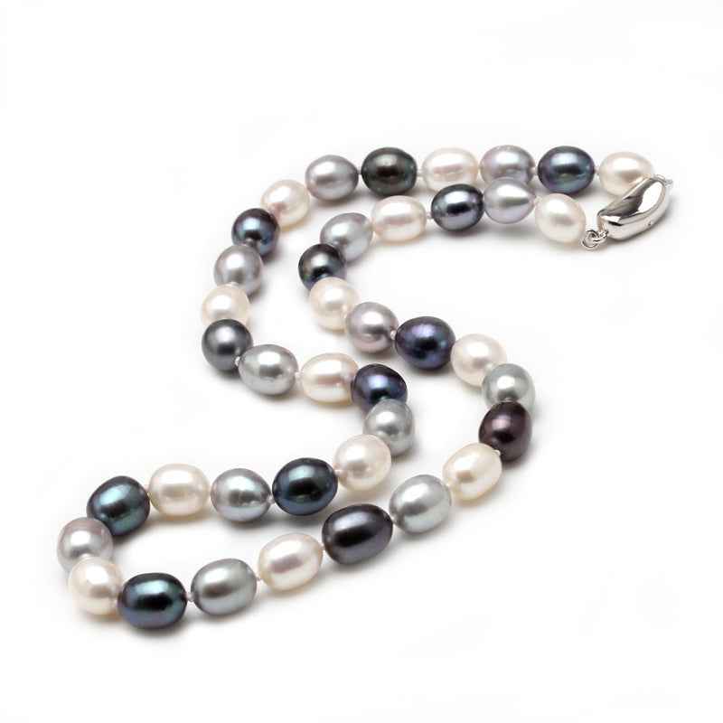 Natural Multi Color Freshwater Pearl Beaded Necklace for Ladies