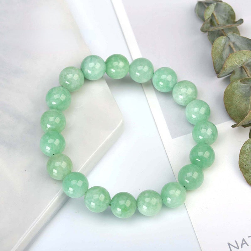 Lokaloca Natural Myanmar Green Jade Beaded Bracelet