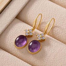 Load image into Gallery viewer, Natural Amethyst Earrings Vintage Style Retro Unique Craft Luxury Charm Women Silver Jewelry
