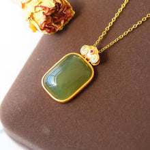 Load image into Gallery viewer, Lokaloca Natural Fine Jade Jasper Geometric Pendant Necklace
