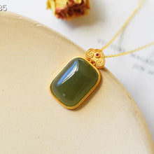 Load image into Gallery viewer, Lokaloca Natural Fine Jade Jasper Geometric Pendant Necklace
