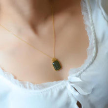 Load image into Gallery viewer, Lokaloca Natural Fine Jade Jasper Geometric Pendant Necklace
