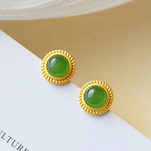 Load image into Gallery viewer, Natural Silver Fine Jade Jasper Earrings Inlaid Pattern Luxury Craftsmanship Ladies Brand Jewelry
