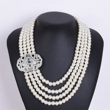 Load image into Gallery viewer, Handmade Luxury Multi Strands Pearl Beaded Pendant Necklace
