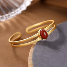 Load image into Gallery viewer, Inlaid Natural Fine Jade Southern Red Agate Bracelet Vintage Style Retro Charming Lady Adjustable Brand Jewelry
