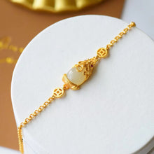 Load image into Gallery viewer, Inlaid Natural Fine White Jade Brave Bracelet Vintage Retro Craft Women&#39;s Brand Jewelry
