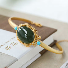 Load image into Gallery viewer, Lokaloca New Inlaid Natural Fine Jade Chalcedony Bracelet
