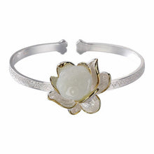 Load image into Gallery viewer, Natural Fine White Chalcedony Lotus Bracelet Vintage Style Creative Charm Women Adjustable Jewelry Brand
