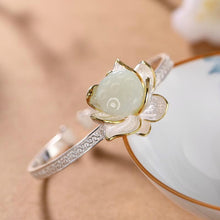 Load image into Gallery viewer, Natural Fine White Chalcedony Lotus Bracelet Vintage Style Creative Charm Women Adjustable Jewelry Brand
