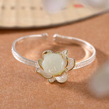 Load image into Gallery viewer, Natural Fine White Chalcedony Lotus Bracelet Vintage Style Creative Charm Women Adjustable Jewelry Brand
