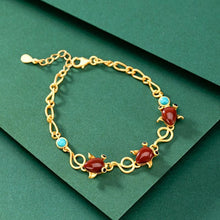 Load image into Gallery viewer, New Inlaid Natural Southern Red Agate Gilt Bracelet Vintage Style Retro Palace Charm Women&#39;s Brand Jewelry
