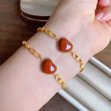 Load image into Gallery viewer, New Inlaid with Natural Southern Red Agate Bracelet Vintage Unique Ancient Golden Craft Charm Women&#39;s Jewelry
