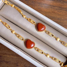 Load image into Gallery viewer, New Inlaid with Natural Southern Red Agate Bracelet Vintage Unique Ancient Golden Craft Charm Women&#39;s Jewelry
