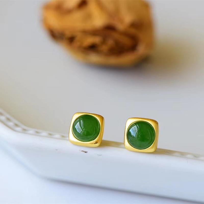 Lokaloca Original Design Natural Fine Jade Jasper Earrings