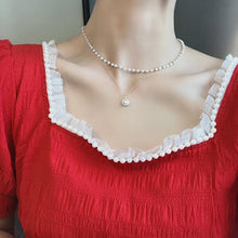 Load image into Gallery viewer, Joker Collarbone Double Pearl Necklace Choker
