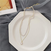 Load image into Gallery viewer, Joker Collarbone Double Pearl Necklace Choker
