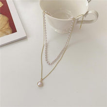 Load image into Gallery viewer, Joker Collarbone Double Pearl Necklace Choker
