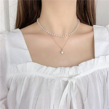 Load image into Gallery viewer, Joker Collarbone Double Pearl Necklace Choker
