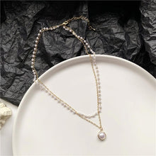 Load image into Gallery viewer, Joker Collarbone Double Pearl Necklace Choker
