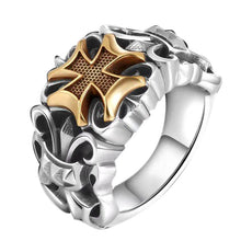 Load image into Gallery viewer, S925 Silver Creative Exaggerated Crown Earl Cross Retro Men&#39;s Hipster Open Adjustable Ring
