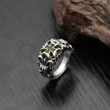 Load image into Gallery viewer, S925 Silver Creative Exaggerated Crown Earl Cross Retro Men&#39;s Hipster Open Adjustable Ring
