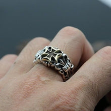 Load image into Gallery viewer, S925 Silver Creative Exaggerated Crown Earl Cross Retro Men&#39;s Hipster Open Adjustable Ring
