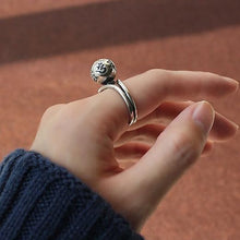 Load image into Gallery viewer, S925 Sterling Silver Tibetan True Words Handmade Irregular Shaped Ball Opening Adjustable Women&#39;s Ring
