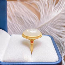 Load image into Gallery viewer, Silver Inlaid Natural Fine White Jade Vintage Retro Opening Adjustable Rings For Women
